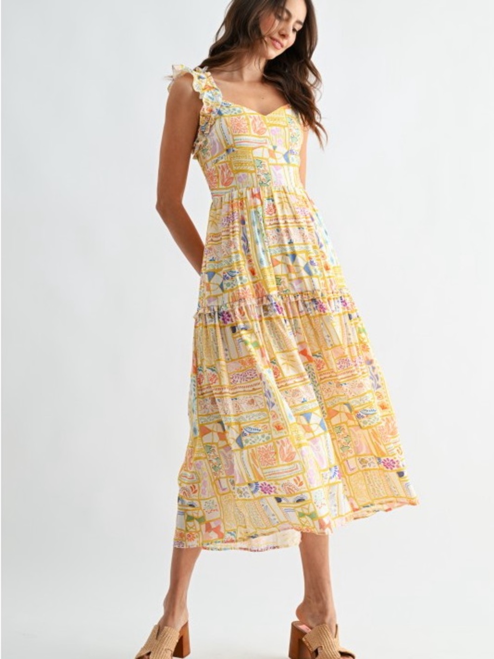 Camellia Patchwork Midi Dress - Picture 2 of 4